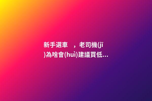 新手選車，老司機(jī)為啥會(huì)建議買低配？都有哪些玄機(jī)？